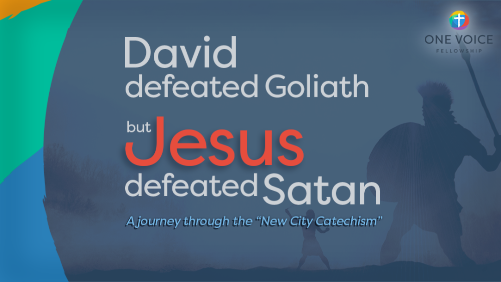 David defeated Goliath, but Jesus defeated Satan Image
